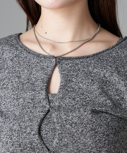 RAY CASSIN（レイカズン）の「カットホールシアーニット（ニット/セーター・レディース・ブルー/ライトグレー/ブラック・FREE）」の20枚目の写真