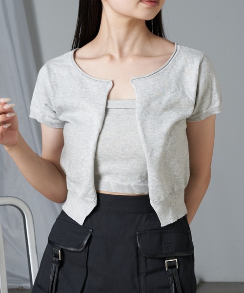 RAY CASSIN（レイカズン）の「カットホールシアーニット（ニット/セーター・レディース・ブルー/ライトグレー/ブラック・FREE）」の3枚目の写真