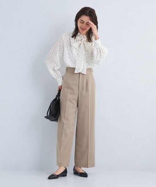 green label relaxing（グリーンレーベルリラクシング）の「［size SHORTあり］Greed グリード サイドタブ パンツ -ウォッシャブル・防シワ-（その他パンツ・レディース・ネイビー/ベージュ・SHORT/36/38/40）」の15枚目の写真