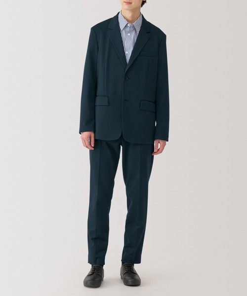 [新品]無印良品　ストレッチジャージーセットアップ　XL 紺色　ストレッチ 紳士 ストレッチジャージーノータックパンツ【セットアップ