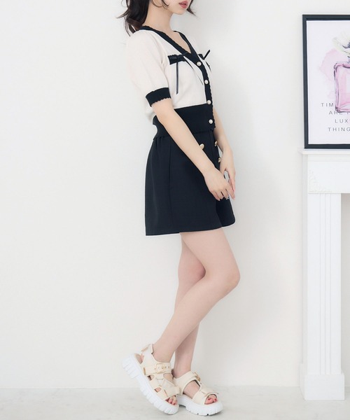 ems excite（エムズエキサイト）の「バイカラーショートNTカーデ（カーディガン/ボレロ・レディース・グリーン/オフホワイト/ブラック系その他3・FREE）」の10枚目の写真