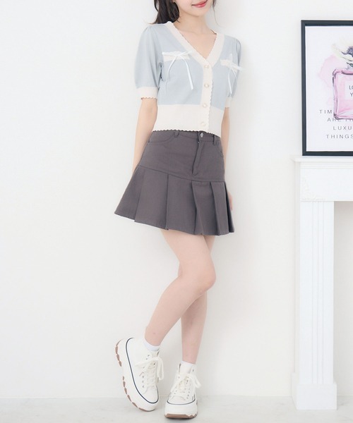 ems excite（エムズエキサイト）の「バイカラーショートNTカーデ（カーディガン/ボレロ・レディース・グリーン/オフホワイト/ブラック系その他3・FREE）」の17枚目の写真