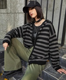 【 NOLITA / ノリータ 】ボーダー パーカー ニット ジップアップ カーディガン