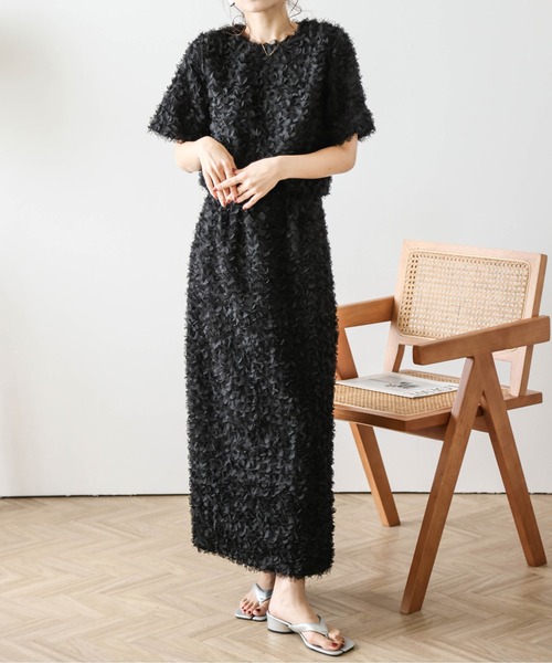La-gemme(ラジェム)の「フラワーフリンジジャガードトップス(シャツ/ブラウス・レディース・アイボリー/ブラック・M/L)」の11枚目の写真