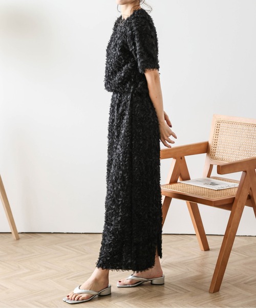 La-gemme(ラジェム)の「フラワーフリンジジャガードトップス(シャツ/ブラウス・レディース・アイボリー/ブラック・M/L)」の10枚目の写真
