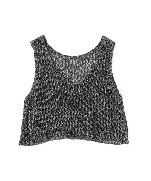 FREE'S MART（フリーズマート）の「前後2WAYラメニットメッシュベスト（ベスト・レディース・ゴールド/ブラック/シルバー/ブラウン・FREE）」の5枚目の写真