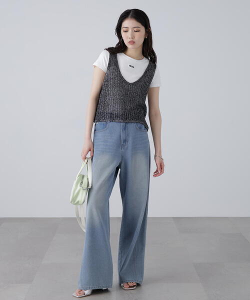 FREE'S MART（フリーズマート）の「前後2WAYラメニットメッシュベスト（ベスト・レディース・ゴールド/ブラック/シルバー/ブラウン・FREE）」の11枚目の写真