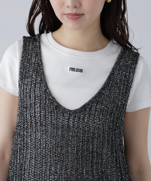 FREE'S MART（フリーズマート）の「前後2WAYラメニットメッシュベスト（ベスト・レディース・ゴールド/ブラック/シルバー/ブラウン・FREE）」の15枚目の写真