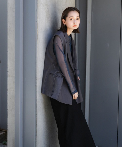 SENSE OF PLACE by URBAN RESEARCH（センスオブプレイスバイアーバンリサーチ）の「パッチワークリボンジレ（ベスト・レディース・グレー/ブラウン・ONE）」の10枚目の写真