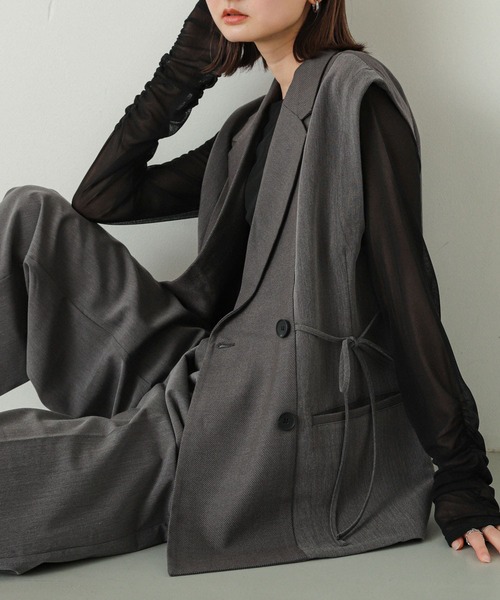 SENSE OF PLACE by URBAN RESEARCH（センスオブプレイスバイアーバンリサーチ）の「パッチワークリボンジレ（ベスト・レディース・グレー/ブラウン・ONE）」の7枚目の写真