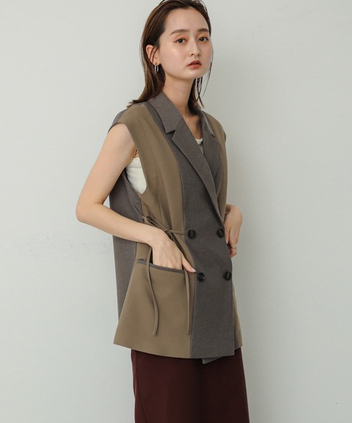 SENSE OF PLACE by URBAN RESEARCH（センスオブプレイスバイアーバンリサーチ）の「パッチワークリボンジレ（ベスト・レディース・グレー/ブラウン・ONE）」の14枚目の写真