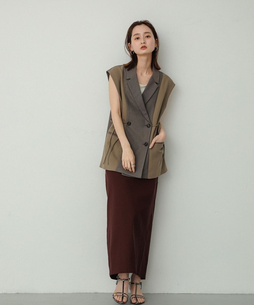 SENSE OF PLACE by URBAN RESEARCH（センスオブプレイスバイアーバンリサーチ）の「パッチワークリボンジレ（ベスト・レディース・グレー/ブラウン・ONE）」の11枚目の写真