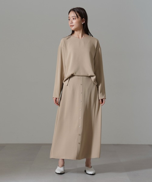 NANO universe（ナノユニバース）の「フロントボタンフレアスカート(セットアップ可)（スカート・レディース・グリーン系その他4/ブラック/ベージュ・FREE）」の10枚目の写真