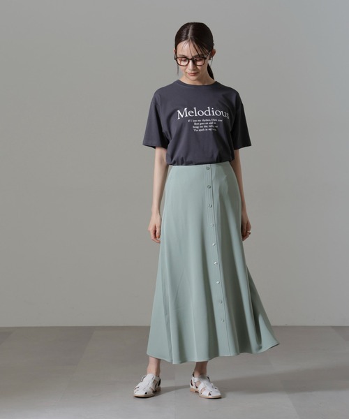 NANO universe（ナノユニバース）の「フロントボタンフレアスカート(セットアップ可)（スカート・レディース・グリーン系その他4/ブラック/ベージュ・FREE）」の17枚目の写真