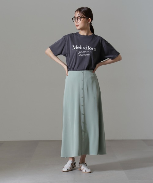 NANO universe（ナノユニバース）の「フロントボタンフレアスカート(セットアップ可)（スカート・レディース・グリーン系その他4/ブラック/ベージュ・FREE）」の16枚目の写真