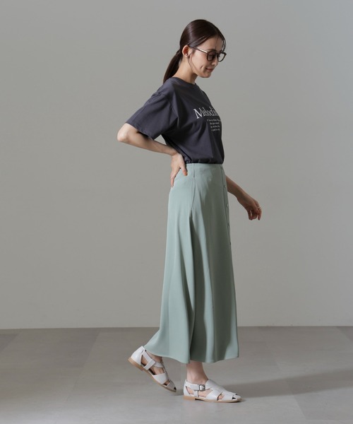 NANO universe（ナノユニバース）の「フロントボタンフレアスカート(セットアップ可)（スカート・レディース・グリーン系その他4/ブラック/ベージュ・FREE）」の15枚目の写真