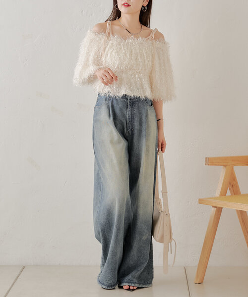 Chico（チコ）の「フリンジリボン短丈ブラウス（シャツ/ブラウス・レディース・ピンク/アイボリー/ブラック/ベージュ・FREE）」の11枚目の写真