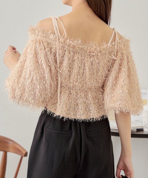 Chico（チコ）の「フリンジリボン短丈ブラウス（シャツ/ブラウス・レディース・ピンク/アイボリー/ブラック/ベージュ・FREE）」の15枚目の写真