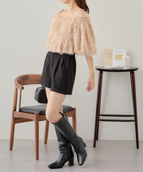 Chico（チコ）の「フリンジリボン短丈ブラウス（シャツ/ブラウス・レディース・ピンク/アイボリー/ブラック/ベージュ・FREE）」の18枚目の写真