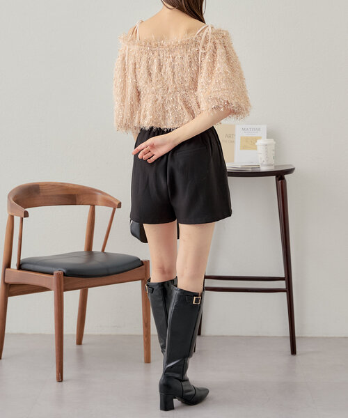 Chico（チコ）の「フリンジリボン短丈ブラウス（シャツ/ブラウス・レディース・ピンク/アイボリー/ブラック/ベージュ・FREE）」の19枚目の写真