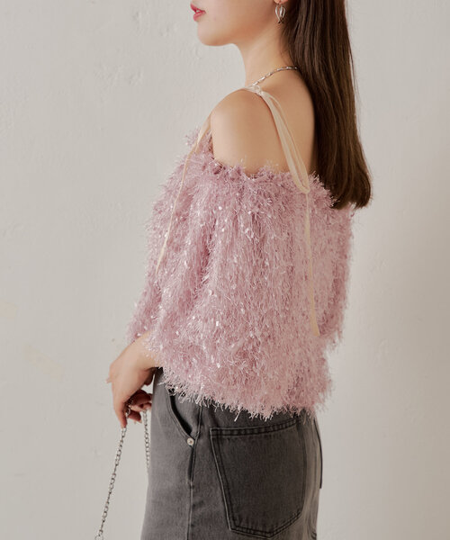 Chico（チコ）の「フリンジリボン短丈ブラウス（シャツ/ブラウス・レディース・ピンク/アイボリー/ブラック/ベージュ・FREE）」の21枚目の写真