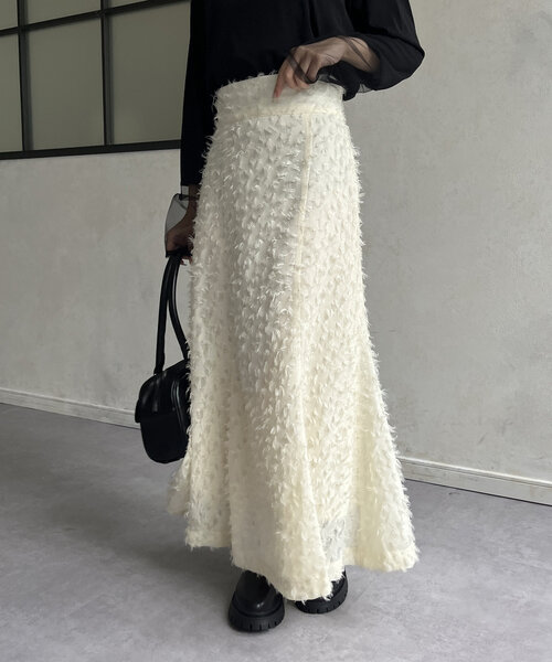 Thevon（ゼボン）の「フリンジシアーマーメイドスカート（スカート・レディース・ブラック/ホワイト系その他/ブラウン・FREE）」の5枚目の写真