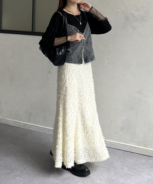 Thevon（ゼボン）の「フリンジシアーマーメイドスカート（スカート・レディース・ブラック/ホワイト系その他/ブラウン・FREE）」の11枚目の写真