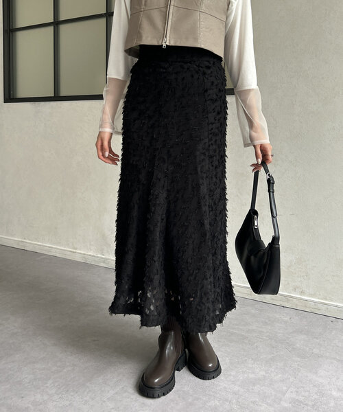 Thevon（ゼボン）の「フリンジシアーマーメイドスカート（スカート・レディース・ブラック/ホワイト系その他/ブラウン・FREE）」の16枚目の写真