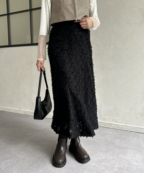 Thevon（ゼボン）の「フリンジシアーマーメイドスカート（スカート・レディース・ブラック/ホワイト系その他/ブラウン・FREE）」の19枚目の写真