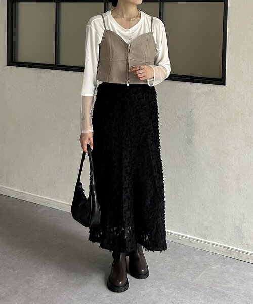 Thevon（ゼボン）の「フリンジシアーマーメイドスカート（スカート・レディース・ブラック/ホワイト系その他/ブラウン・FREE）」の21枚目の写真