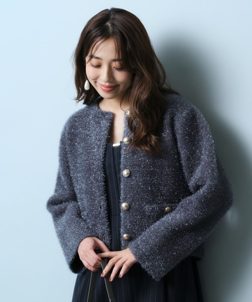 JUSGLITTY（ジャスグリッティー）の「ラメシャギーニットジャケット