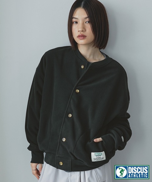 DISCUS ATHLETIC（ディスカス　アスレチック）の「DISCUS ATHLETIC/ディスカス アスレチック ワンポイントロゴリブ編みオーバーサイズブルゾン（ブルゾン・レディース・パープル/ブラウン/ブラック/オフホワイト・M/L）」の13枚目の写真