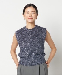 FEATHER YARN GLITTER KNIT VEST