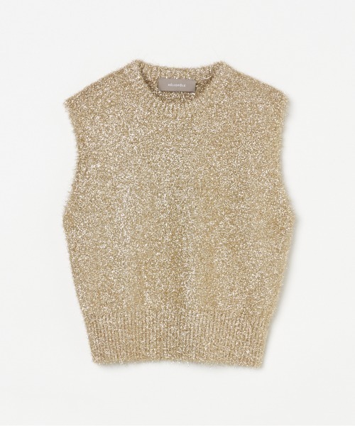 HELIOPOLE(エリオポール)の「FEATHER YARN GLITTER KNIT VEST(ニット/セーター・レディース・ネイビー/ゴールド・38)」の2枚目の写真