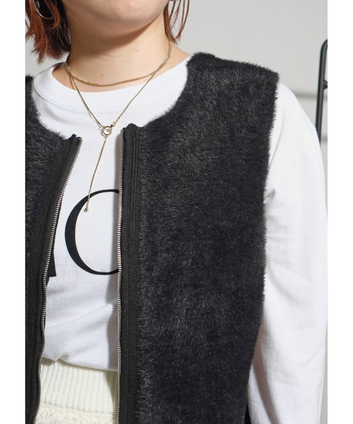 ポム子　Eimee Law おしゃれなツィードベスト Eimee Law（エイミーロウ）の「ツィード&デニム MIXボタンベスト