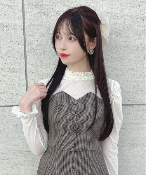 an another angelus（アンアナザーアンジェラス）の「【セットアップ対応/2サイズ展開】ミニチェックビスチェ/ananotherangelus（キャミソール・レディース・ブラウン/ブラック×グレー・2/1）」の10枚目の写真