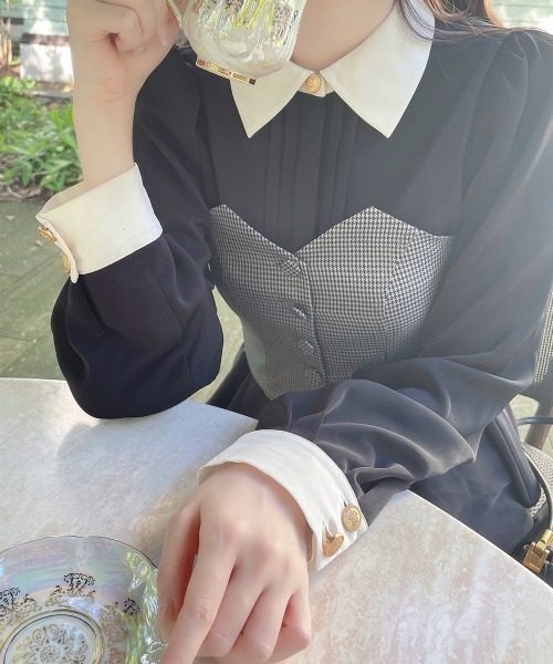 an another angelus（アンアナザーアンジェラス）の「【セットアップ対応/2サイズ展開】ミニチェックビスチェ/ananotherangelus（キャミソール・レディース・ブラウン/ブラック×グレー・2/1）」の8枚目の写真