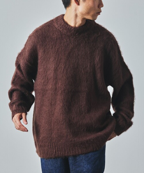 FREAK'S STORE（フリークスストア）の「限定展開 リラックスフィット クルーネック シャギーニット（ニット/セーター・メンズ・チャコールグレー/ブラック/ネイビー/ブラウン/レッド/オリーブ/サックスブルー・SMALL/MEDIUM/LARGE）」の3枚目の写真