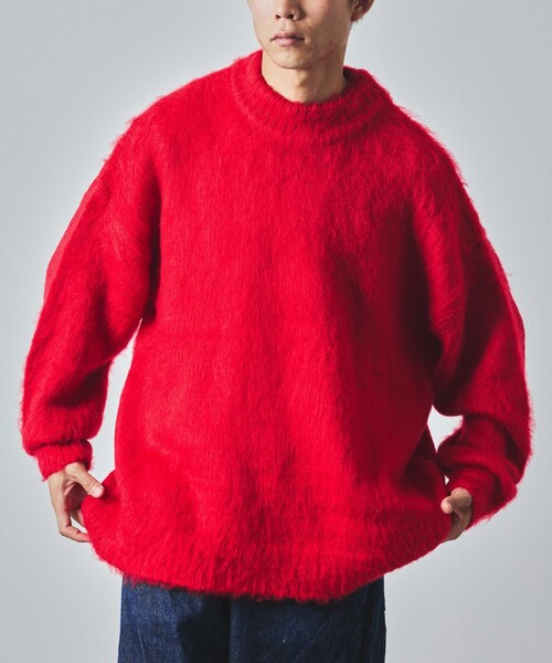 FREAK'S STORE（フリークスストア）の「限定展開 リラックスフィット クルーネック シャギーニット（ニット/セーター・メンズ・チャコールグレー/ブラック/ネイビー/ブラウン/レッド/オリーブ/サックスブルー・SMALL/MEDIUM/LARGE）」の7枚目の写真