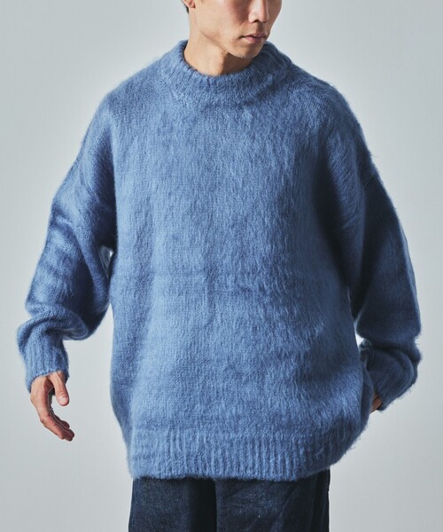 FREAK'S STORE（フリークスストア）の「限定展開 リラックスフィット クルーネック シャギーニット（ニット/セーター・メンズ・チャコールグレー/ブラック/ネイビー/ブラウン/レッド/オリーブ/サックスブルー・SMALL/MEDIUM/LARGE）」の6枚目の写真