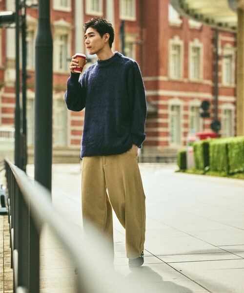 FREAK'S STORE（フリークスストア）の「限定展開 リラックスフィット クルーネック シャギーニット（ニット/セーター・メンズ・チャコールグレー/ブラック/ネイビー/ブラウン/レッド/オリーブ/サックスブルー・SMALL/MEDIUM/LARGE）」の21枚目の写真