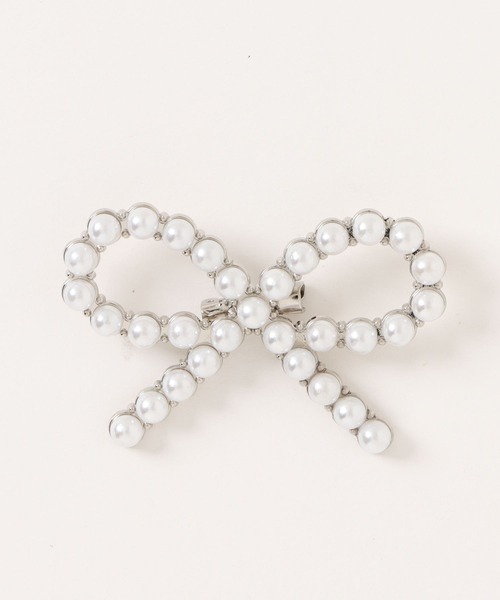 BONLECILL noir（ボンルシールノワール）の「【BONLECILL noir】リボンモチーフパールブローチ（ブローチ/コサージュ・レディース・ホワイト・FREE）」の11枚目の写真