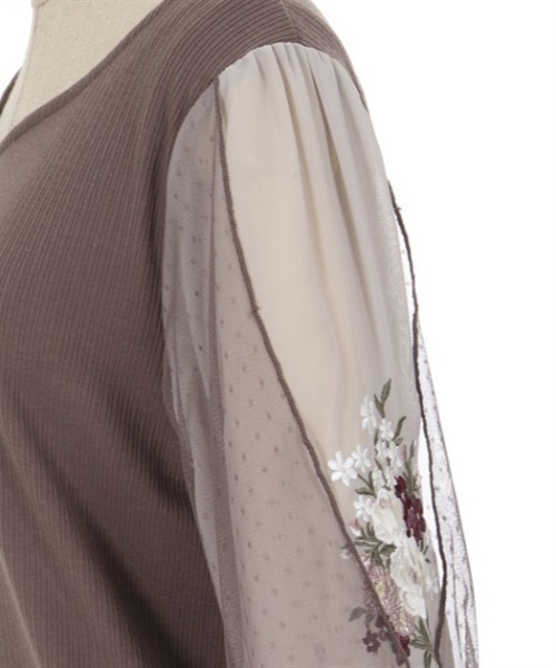 axes femme（アクシーズファム）の「フラワーブーケ刺繍プルオーバー（Tシャツ/カットソー・レディース・ブルー/キナリ/ブラウン・FREE）」の19枚目の写真