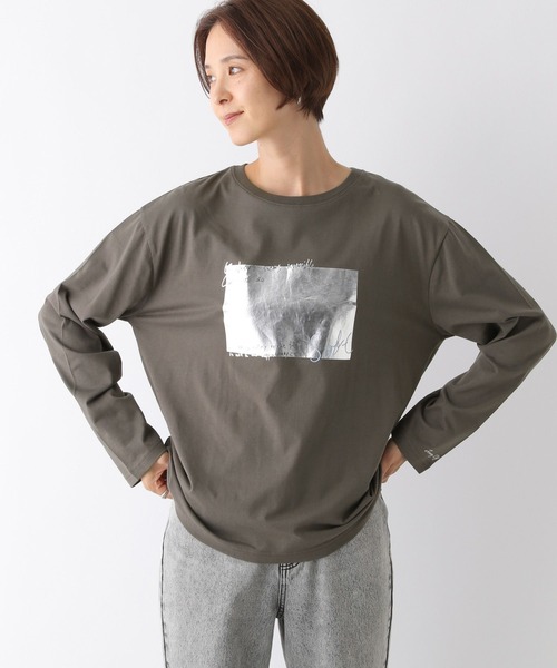 LEPSIM（レプシィム）の「箔プリントロンT　144351（Tシャツ/カットソー・レディース・グレー/オフホワイト/チャコールグレー/ホワイト・FREE）」の4枚目の写真