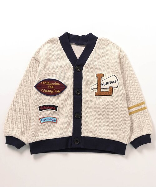 BREEZE(ブリーズ)の「レタードワッペンカーディガン(カーディガン/ボレロ・キッズ・アイボリー/グレー・90/100/120/140)」の2枚目の写真