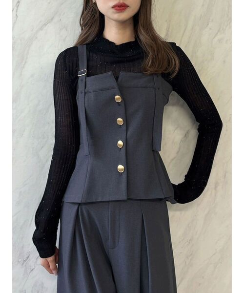 dazzlin（ダズリン）の「ベアキャミビスチェ（キャミソール・レディース・チャコールグレー/キャメル・FREE）」の2枚目の写真