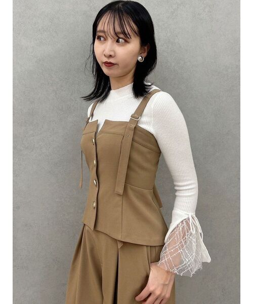 dazzlin（ダズリン）の「ベアキャミビスチェ（キャミソール・レディース・チャコールグレー/キャメル・FREE）」の6枚目の写真