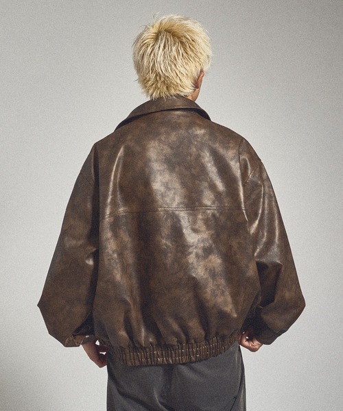 kutir(クティール)の「VINTAGE LIKE ARTIFICIAL GRAIN BLOUSON/ヴィンテージライク合成皮革ブルゾン(ブルゾン・メンズ・ブラウン/グレー/ブラック・MEDIUM/LARGE)」の9枚目の写真