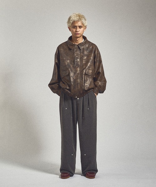 kutir(クティール)の「VINTAGE LIKE ARTIFICIAL GRAIN BLOUSON/ヴィンテージライク合成皮革ブルゾン(ブルゾン・メンズ・ブラウン/グレー/ブラック・MEDIUM/LARGE)」の11枚目の写真