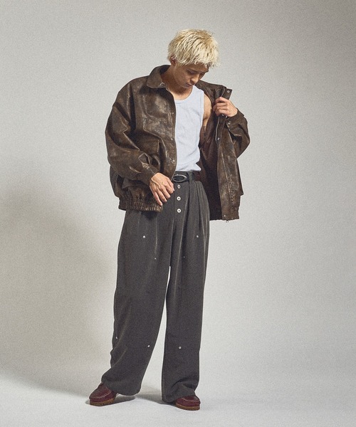 kutir(クティール)の「VINTAGE LIKE ARTIFICIAL GRAIN BLOUSON/ヴィンテージライク合成皮革ブルゾン(ブルゾン・メンズ・ブラウン/グレー/ブラック・MEDIUM/LARGE)」の17枚目の写真